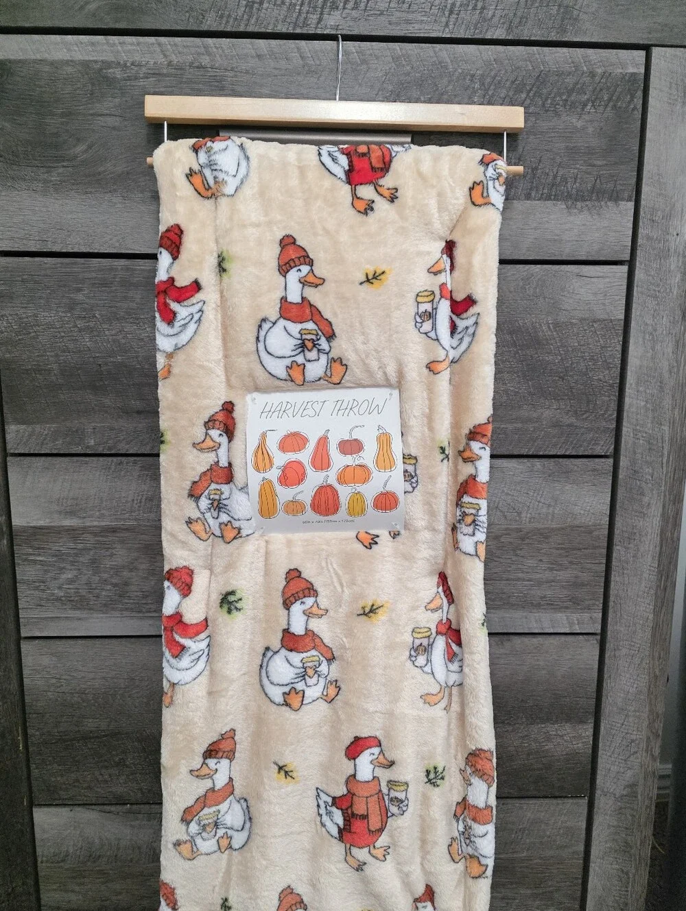 Geese with Coffee Fall Harvest Throw Blanket New 60in x 70in